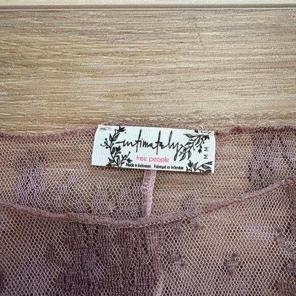 Free People Two-Tone Lady Lux Sheer Mesh Top Fawn M - Picture 3 of 9